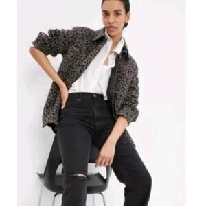 Gap Women's Grey & Black Leopard Print Shacket Size S